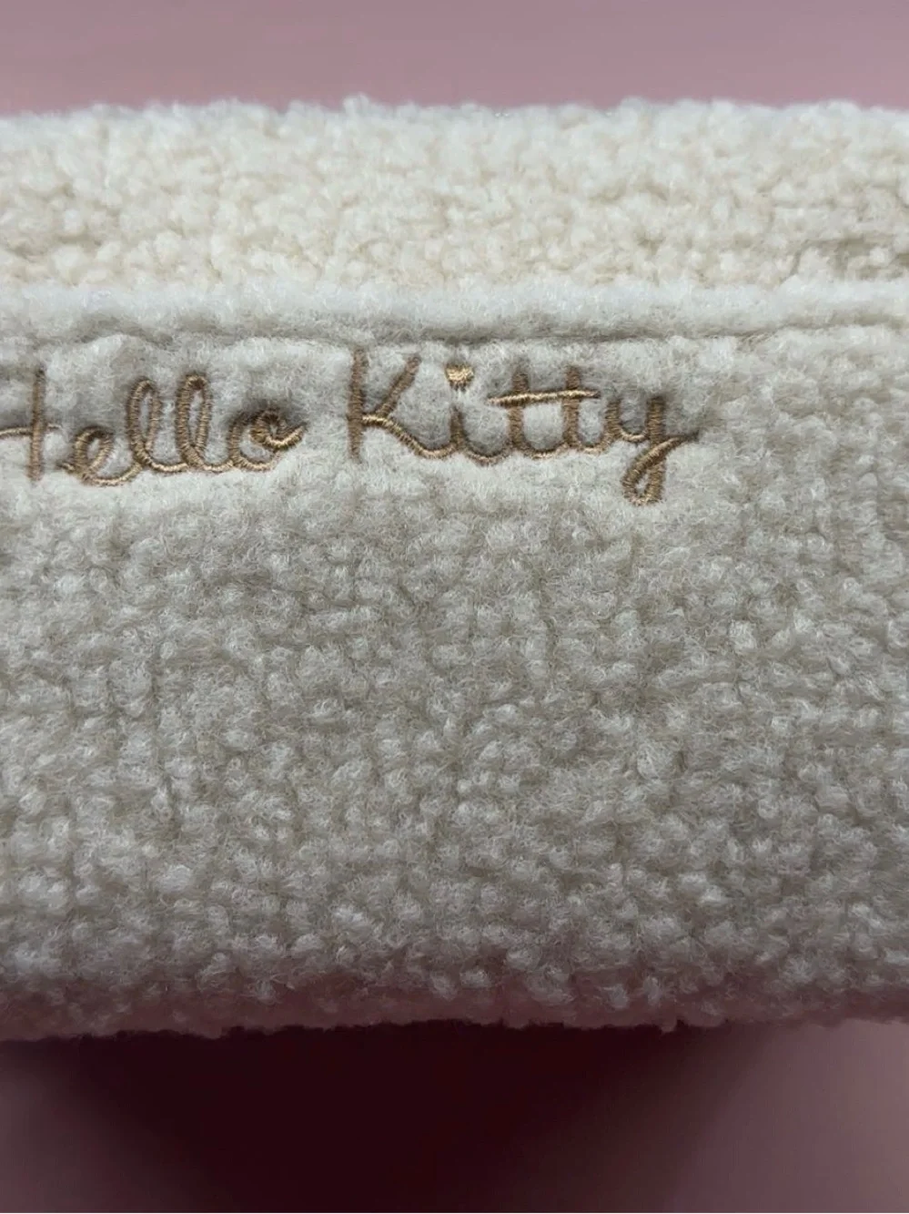 Hello Kitty Impressions Cream Sherpa Cosmetic Pouch